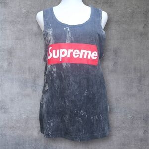 Designer Street Style Graphic Tank Tee Stonewash Tie Dye Unisex Black Grey Red